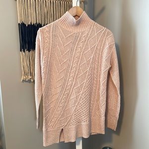 RW&CO. Asymmetrical Knitted Sweater, Size XS, Heathered pink